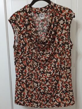 Sleeveless Cowl Neck Printed Top - Multi-Color